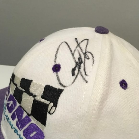 Vintage American Needle Pocono Raceway Signed NASCAR Racing Snapback Hat Purple - Picture 2 of 7